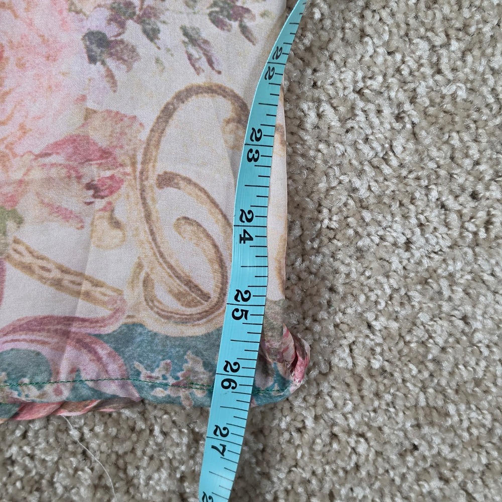 Womens Floral Baroque Wide Leg Palazzo Pants Teal Pink Romantic Boho Drawstring - Picture 6 of 9